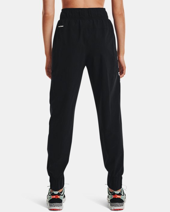 Women's UA Woven Branded Pants in Black image number 1
